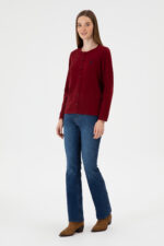 Kadin Bordo Basic Triko Hirka 50313624 Vr014 - Resim 4