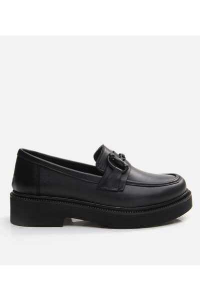 Kadin Deri Siyah Loafer - Resim 1