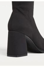 Kadin Siyah Fermuarli Strec Yuksek Topuklu Bilekte Bot 19904670 - Resim 2