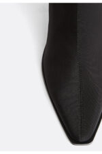 Kadin Siyah Fermuarli Strec Yuksek Topuklu Bilekte Bot 19904670 - Resim 3