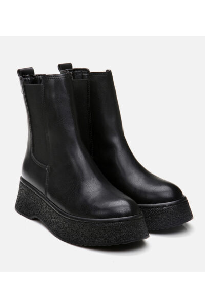 Kadin Siyah Kalin Tabanli Duz Bot - Resim 2