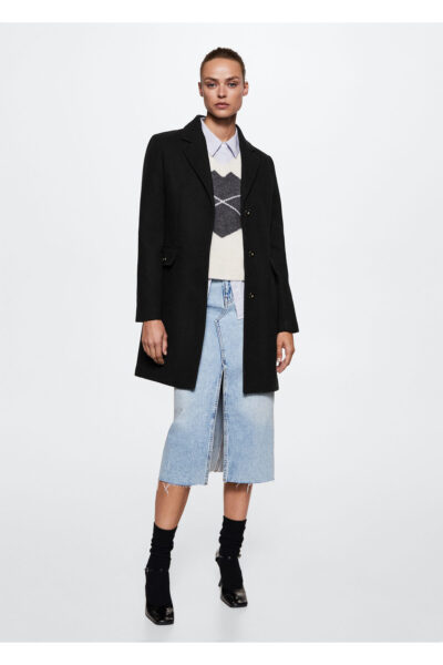 Kadin Lacivert Palto - Resim 1