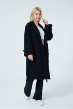 Dugmeli Uzun Kase Astarsiz Palto Kaban Trenckot - Resim 1