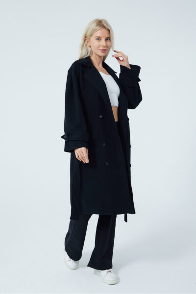Dugmeli Uzun Kase Astarsiz Palto Kaban Trenckot - Resim 1