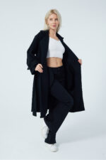 Dugmeli Uzun Kase Astarsiz Palto Kaban Trenckot - Resim 4