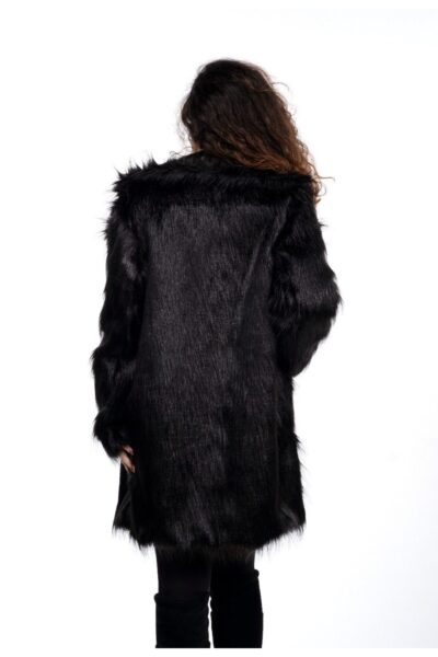 Kadin Ingiliz Yaka Ithal Kurk Kisa Manto - Resim 2