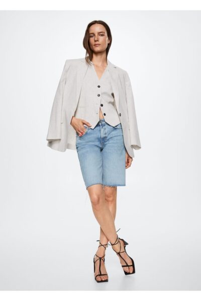 Pacalari Dikissiz Denim Bermuda Sort - Resim 2