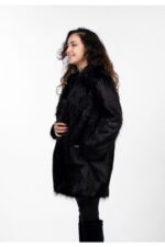 Kadin Ingiliz Yaka Ithal Kurk Kisa Manto - Resim 3