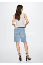 Pacalari Dikissiz Denim Bermuda Sort - Resim 4