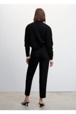 Duz Kesimli Dugmeli Pantolon - Resim 4