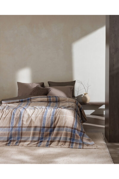 Antonin Cift Kisilik Welsoft Polar Baskili Battaniye Mavi Bej - Resim 1