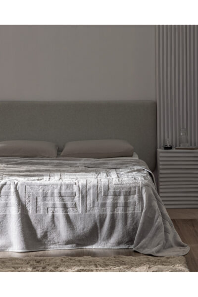 Clementine Vizon Emboss Cift Kisilik Battaniye Gri - Resim 1