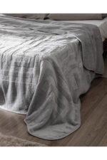 Clementine Vizon Emboss Cift Kisilik Battaniye Gri - Resim 2