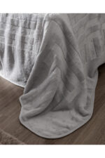 Clementine Vizon Emboss Cift Kisilik Battaniye Gri - Resim 3