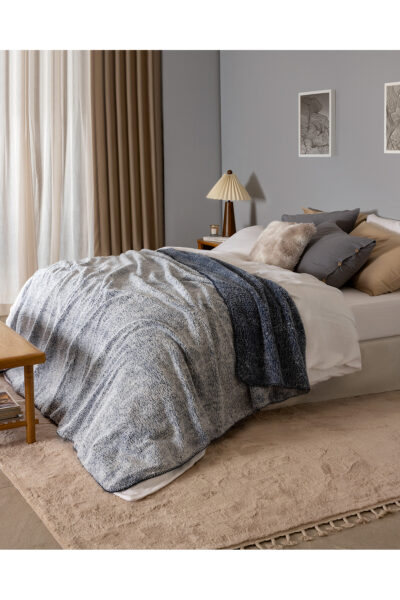 Nord Cift Kisilik Sherpa Battaniye Indigo - Resim 1