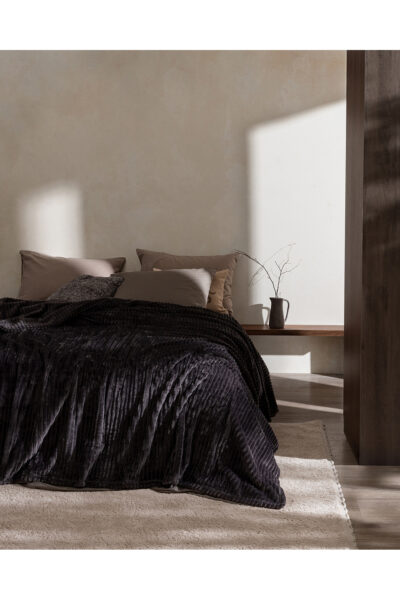 Corbeau Cift Kisilik Welsoft Duz Battaniye Antrasit - Resim 1