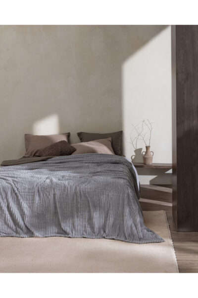 Corbeau Cift Kisilik Welsoft Duz Battaniye Gri - Resim 1