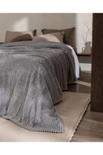 Corbeau Cift Kisilik Welsoft Duz Battaniye Gri - Resim 3