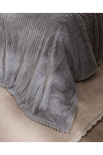 Corbeau Cift Kisilik Welsoft Duz Battaniye Gri - Resim 4