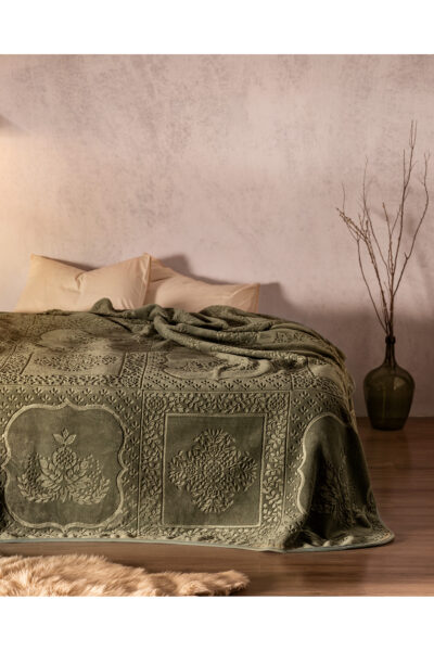 Rochelle Vizon Emboss Cift Kisilik Battaniye Haki - Resim 1