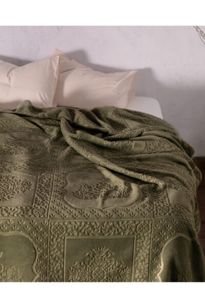 Rochelle Vizon Emboss Cift Kisilik Battaniye Haki - Resim 2