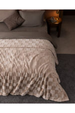 Vaporeux Cift Kisilik Welsoft Duz Battaniye Bej - Resim 2