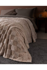 Vaporeux Cift Kisilik Welsoft Duz Battaniye Bej - Resim 3