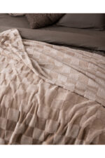 Vaporeux Cift Kisilik Welsoft Duz Battaniye Bej - Resim 4