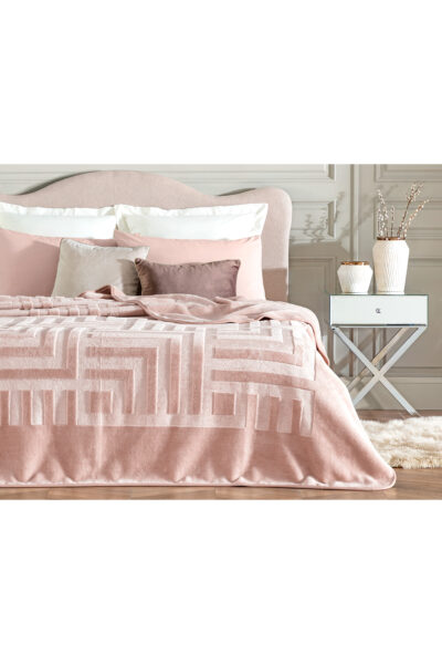 Clementine Vizon Emboss Cift Kisilik Battaniye Pudra - Resim 1