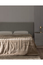 Clementine Vizon Emboss Cift Kisilik Battaniye Bej - Resim 1