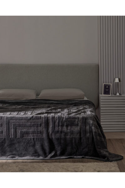 Clementine Cift Kisilik Vizon Emboss Battaniye Antrasit - Resim 1