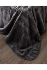 Clementine Cift Kisilik Vizon Emboss Battaniye Antrasit - Resim 3