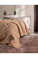 Caureo Cift Kisilik Jakarli Pamuklu Battaniye Bej Ekru - Resim 3