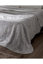 Rochelle Vizon Emboss Cift Kisilik Battaniye Gri - Resim 2