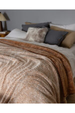 Nord Cift Kisilik Pamuklu Jakar Battaniye Kiremit - Resim 3