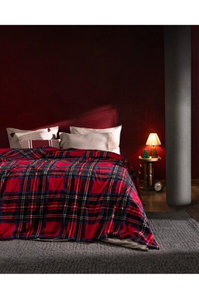 Clorel Cift Kisilik Welsoft Baskili Battaniye Kirmizi - Resim 1