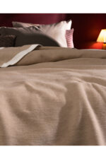 Mozal Cift Kisilik Jakarli Pamuklu Battaniye Bej Ekru - Resim 4