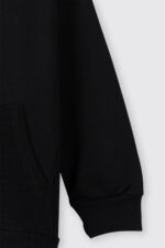 Erkek Cocuk Kapusonlu Fermuarli Siyah Sweatshirt - Resim 2