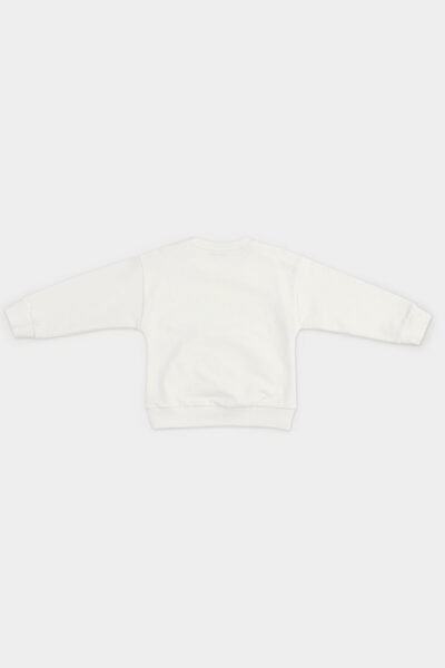 Kiz Bebek Baski Detayli Ekru Sweatshirt - Resim 2