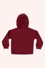 Kiz Cocuk Kalp Detayli Kapusonlu Bordo Sweatshirt - Resim 3