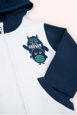 Erkek Bebek Baski Detayli Fermuarli Beyaz Sweatshirt - Resim 2