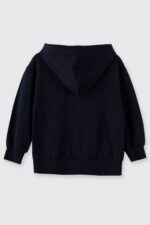 Erkek Cocuk Kapusonlu Fermuarli Lacivert Sweatshirt - Resim 2