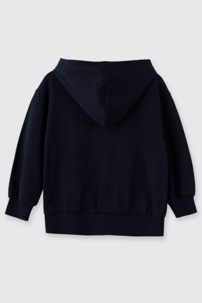 Erkek Cocuk Kapusonlu Fermuarli Lacivert Sweatshirt - Resim 2