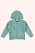 Kiz Cocuk Fermuarli Yesil Sweatshirt - Resim 3