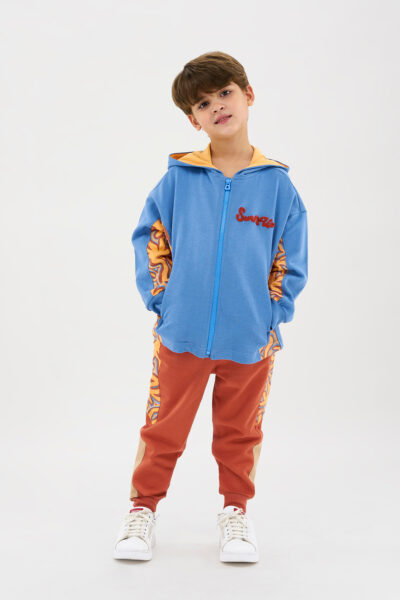 Erkek Cocuk Fermuarli Mavi Sweatshirt - Resim 1