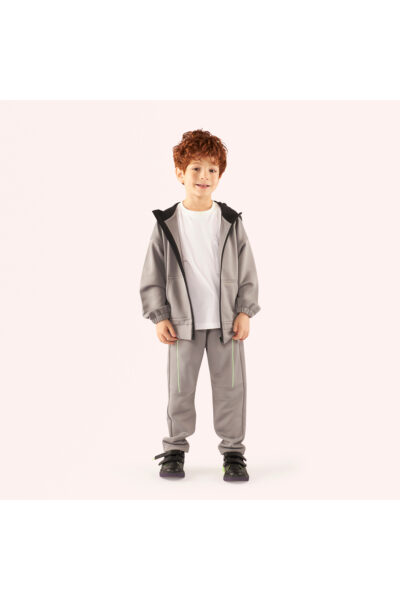 Erkek Cocuk Fermuarli Gri Sweatshirt - Resim 1