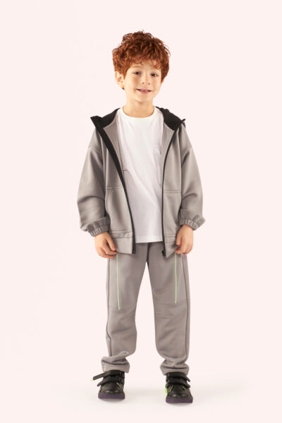 Erkek Cocuk Fermuarli Gri Sweatshirt - Resim 2