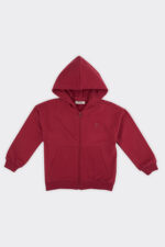 Unisex Cocuk Fermuarli Bordo Sweatshirt - Resim 1
