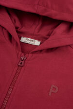 Unisex Cocuk Fermuarli Bordo Sweatshirt - Resim 3
