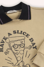 Erkek Cocuk Yakali Bej Sweatshirt - Resim 3